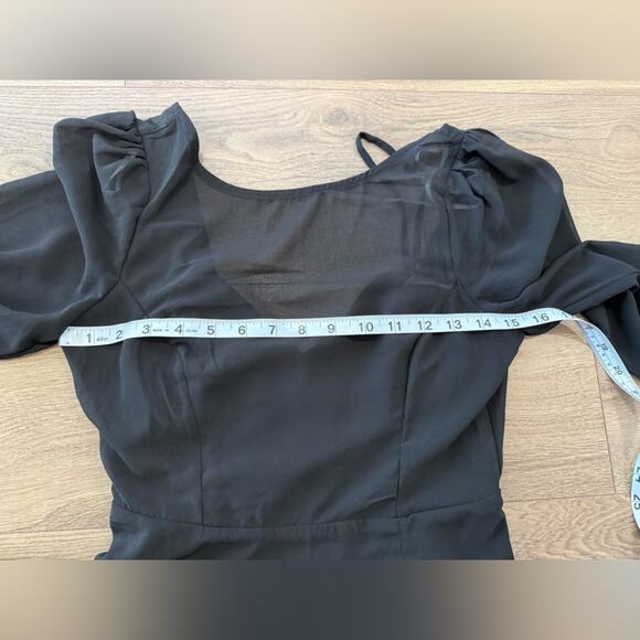 NWOT Lulus Prestigious Poise Black Backless Balloon Sleeve Maxi Dress Size XS - Picture 11 of 13